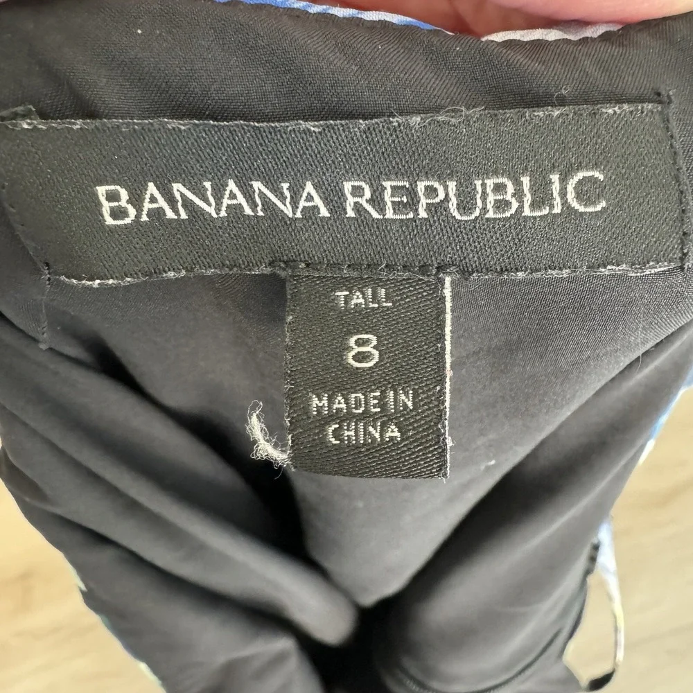 Banana Republic Dress 8 Tall Black‎ Blue Floral Asymetrical Hawaiian Travel - Picture 3 of 12